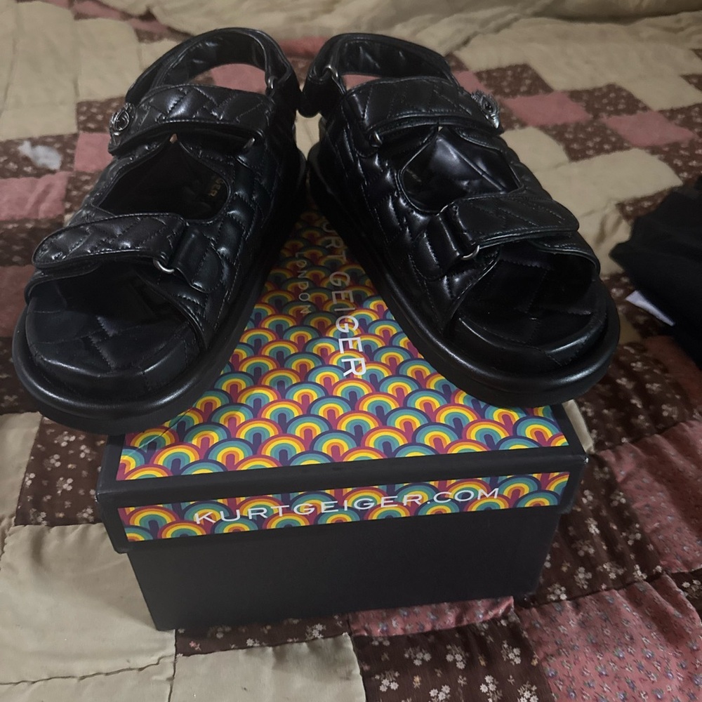 Kurt Geiger Black Quilted Sandals
